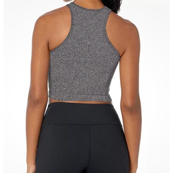 Calvin Klein Performance Women's Ribbed Crop Top, Gray  Heather,  size Medium - Picture 2 of 7